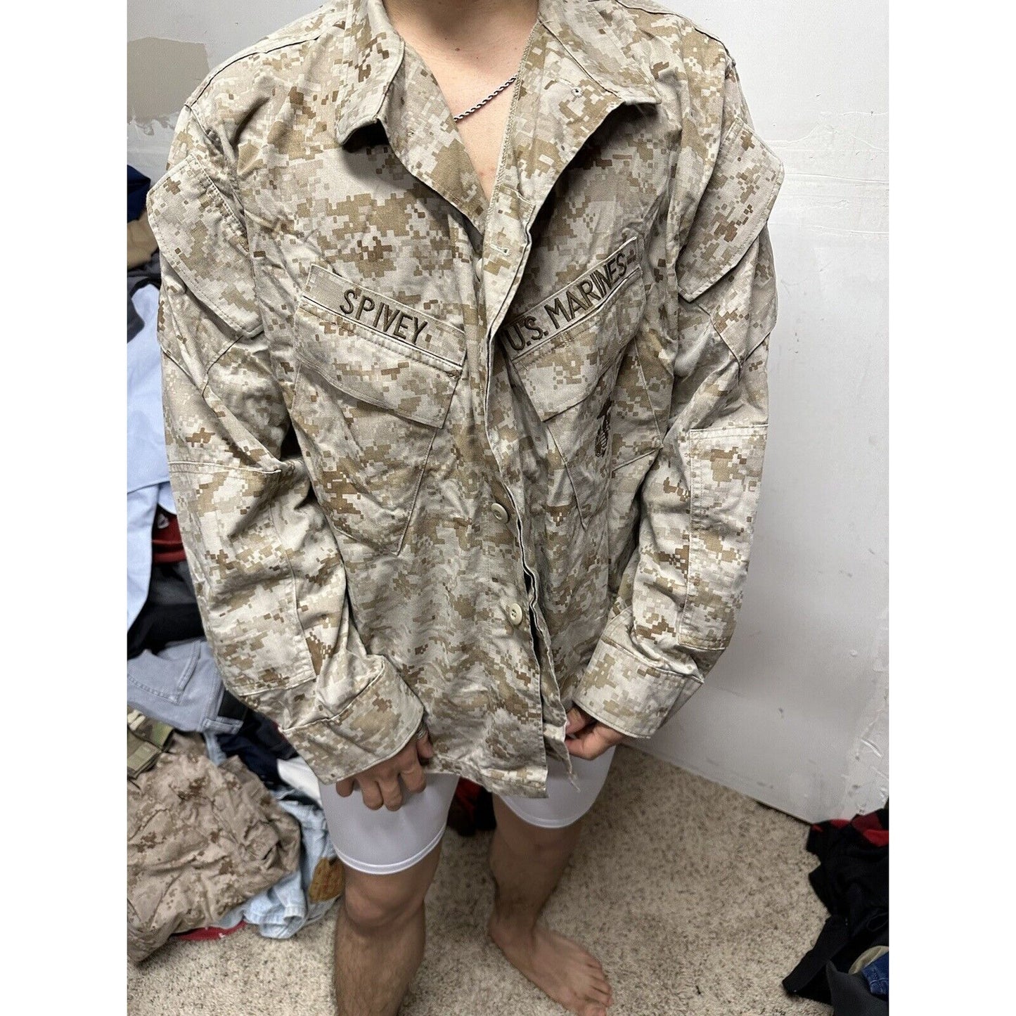 Men’s USMC Marine Corps Blouse Top Uniform Large Short