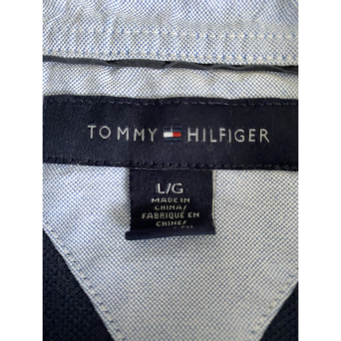 VINTAGE Tommy Hilfiger Navy Blue Flag Rugby Cotton Men’s Large Polo Shirt