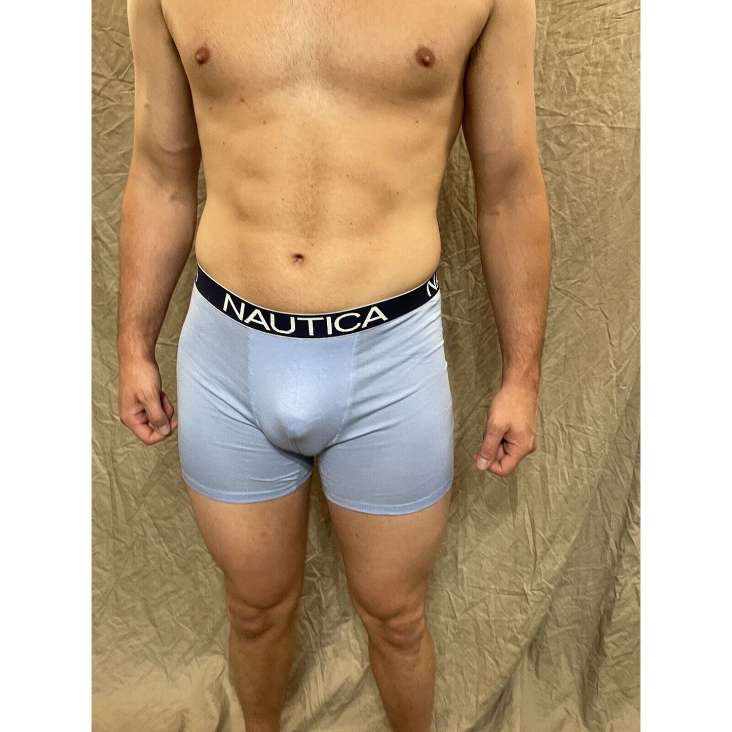 men's nautica 5% spandex boxer brief Light Blue Large