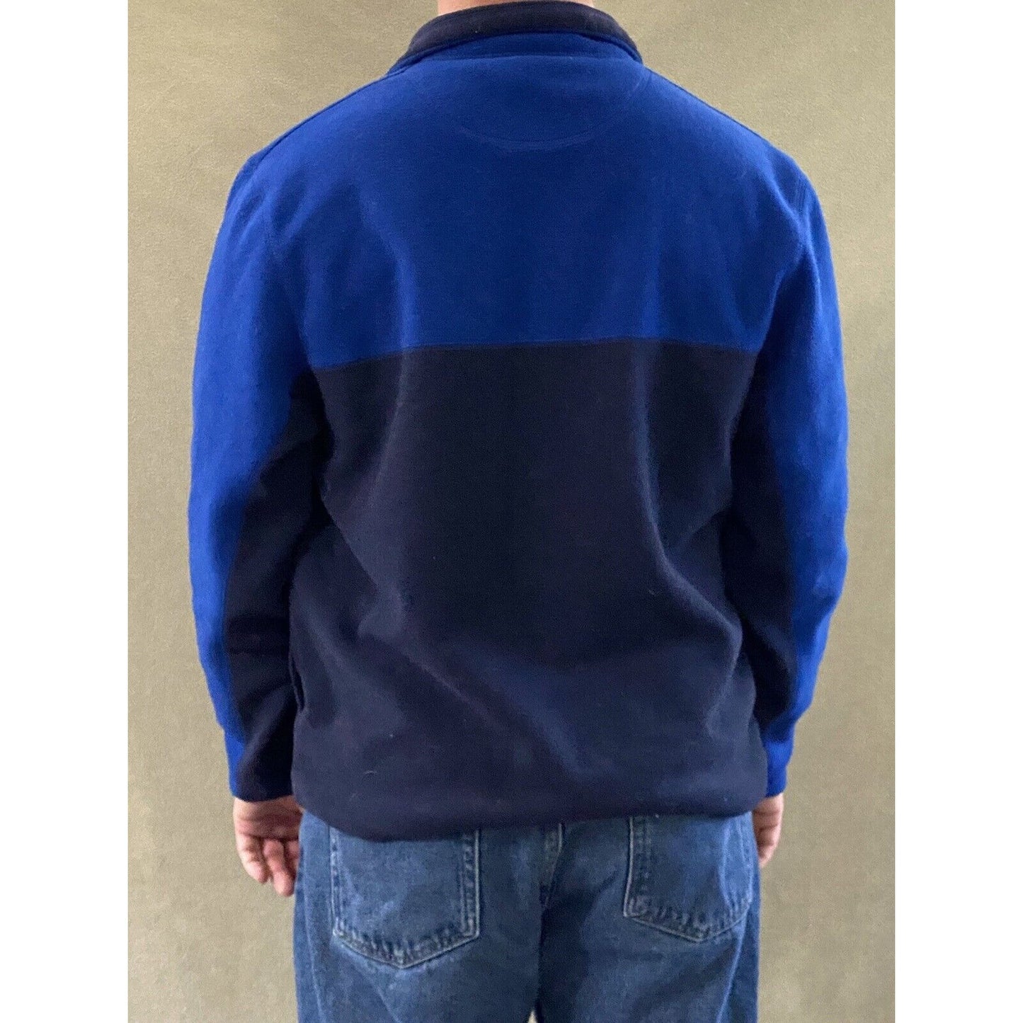 Old Navy Men’s Large Black & Blue 1/4-Zip Fleece Pullover Sweatshirt