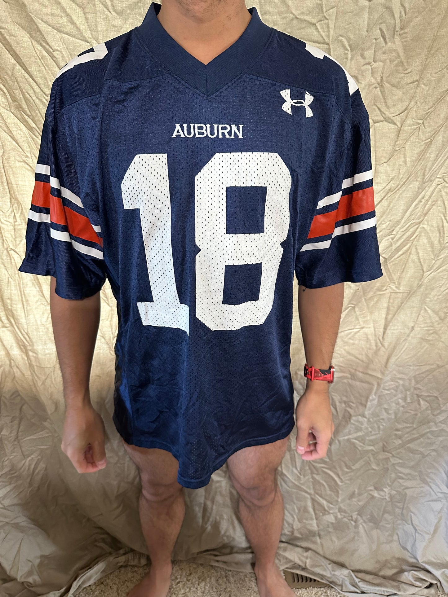 Men’s small auburn football jersey dark blue #18 under armour