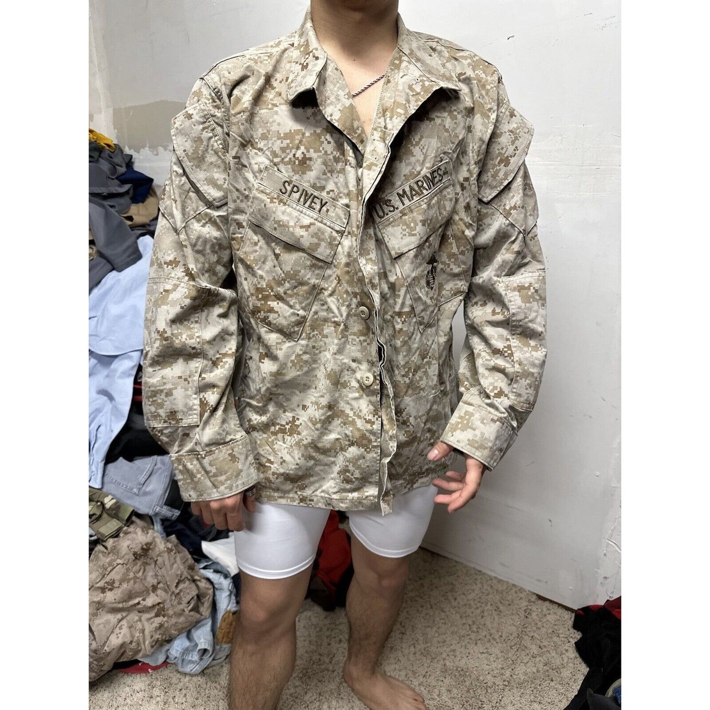 Men’s USMC Marine Corps Blouse Top Uniform Large Short