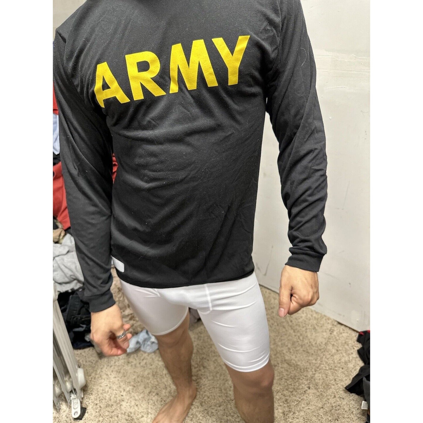 Men’s Army Pt Shirt Long Sleeve Uniform Black Multiple Sizes Long Sleeve