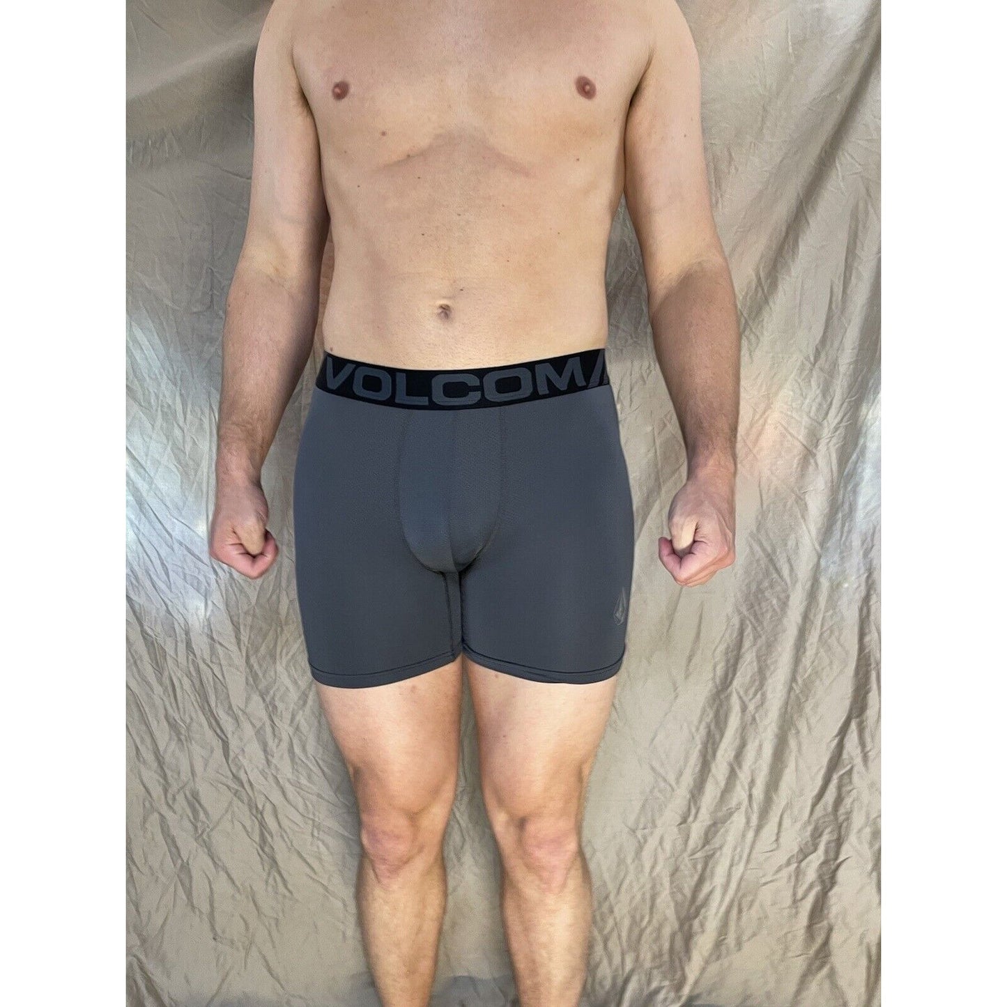 men's gray volcom Large athletic compression boxer briefs