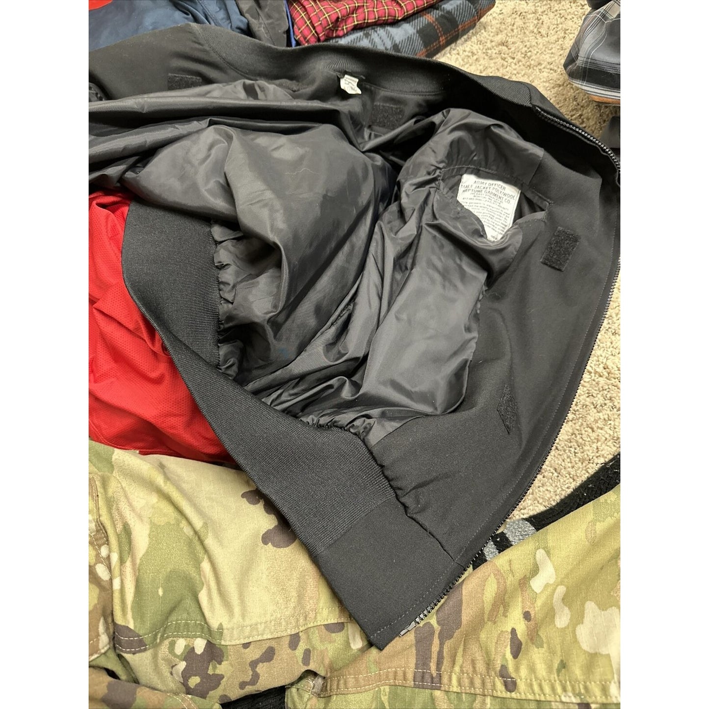 men’s army officer poly wool black miltiary jacket 50 long no liner
