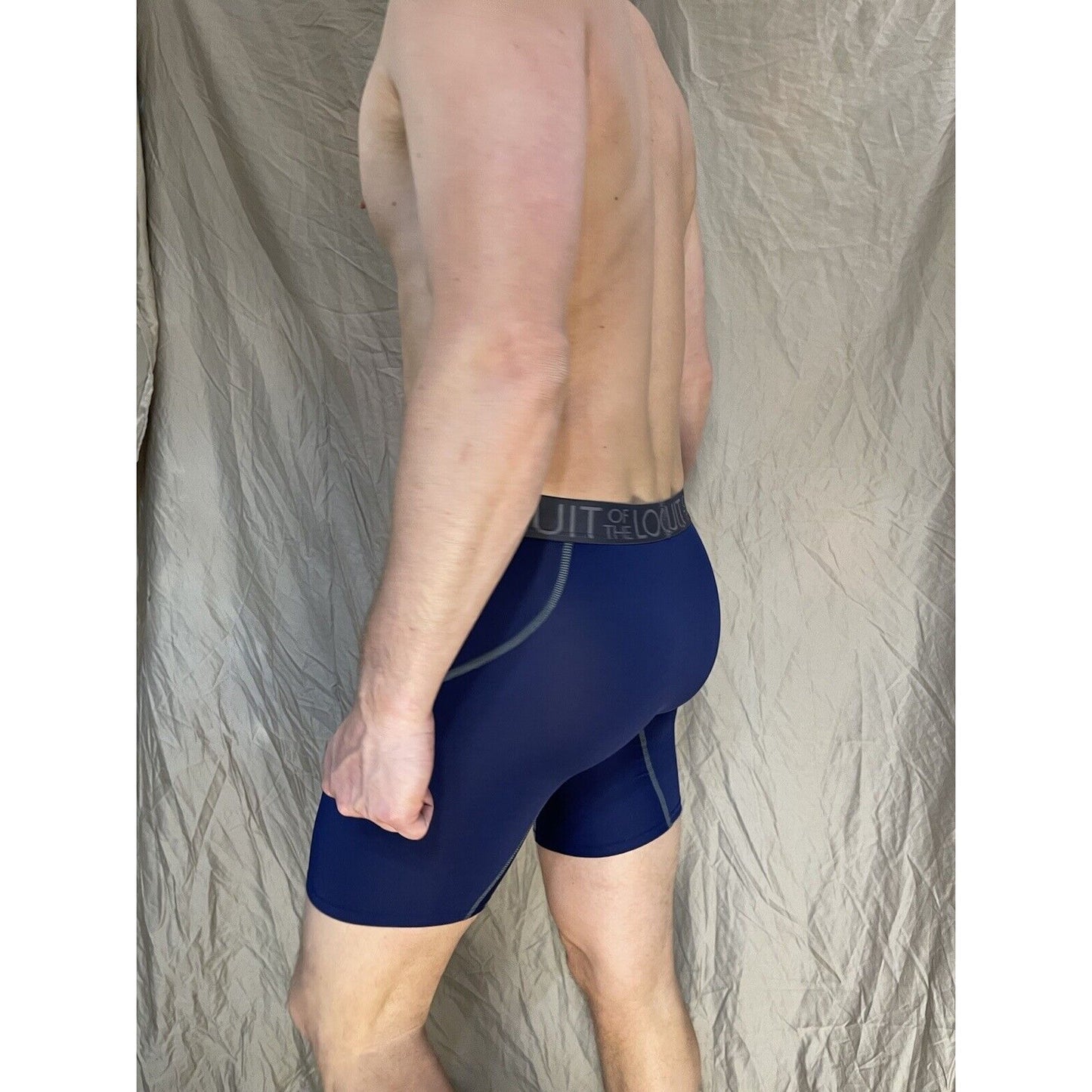 men's fruit of the loom dark blue compression boxer briefs medium