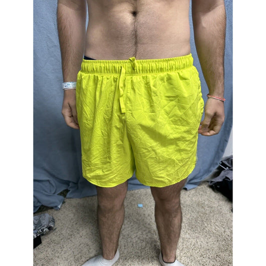 Men’s Neon Yellow DSG Medium Shorts With Pockets And Inner Lining
