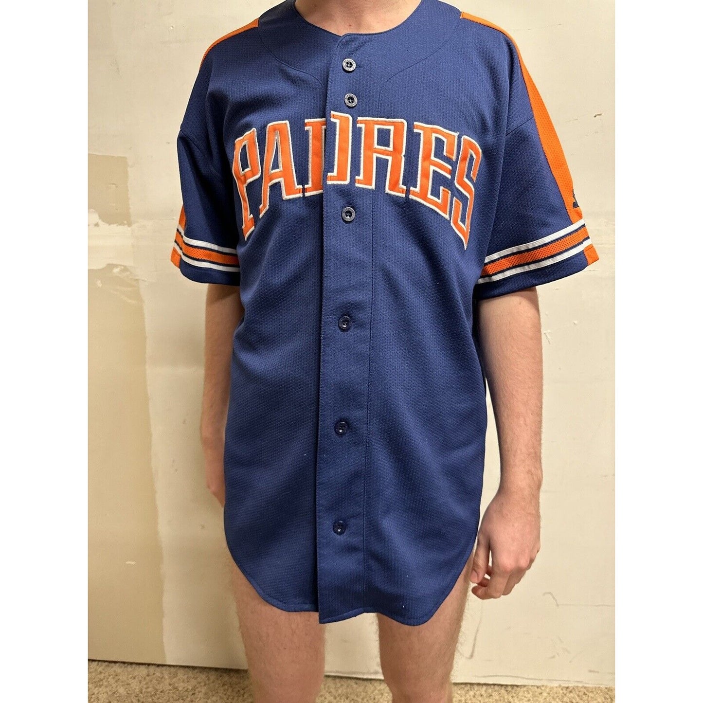 san diego padres genuine merchandise by starter fits like a medium jersey