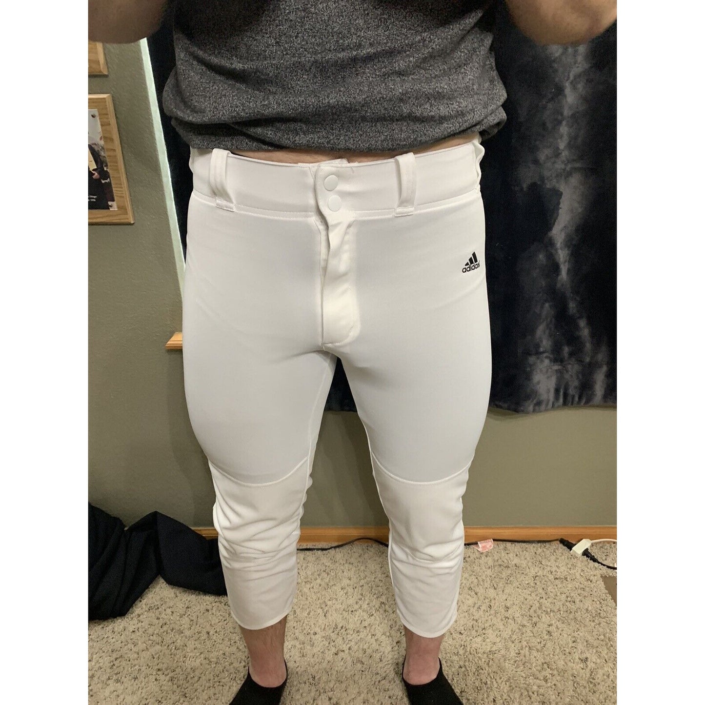 Men’s Adidas Climalite White Polyester Baseball Pants Size Large