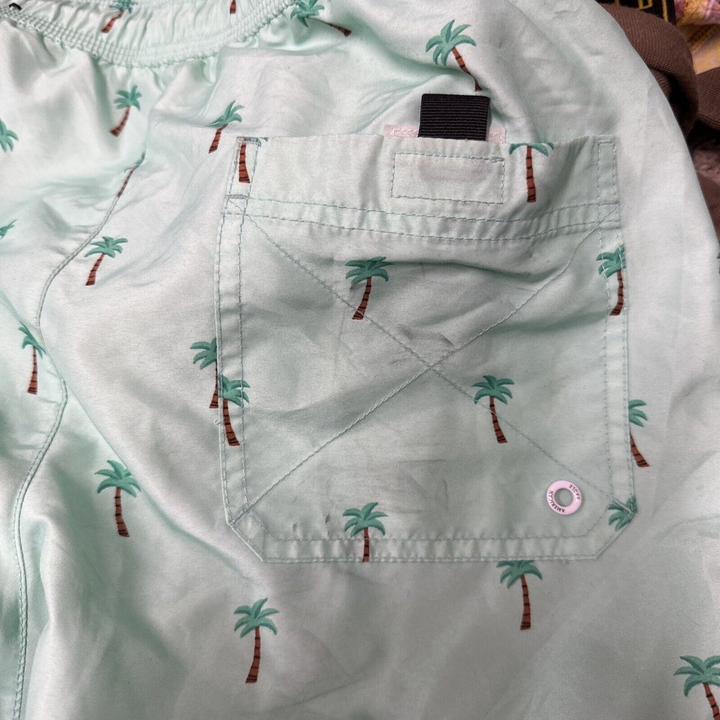 Men’s American Eagle Green Palm Tree Swim Trunks Small