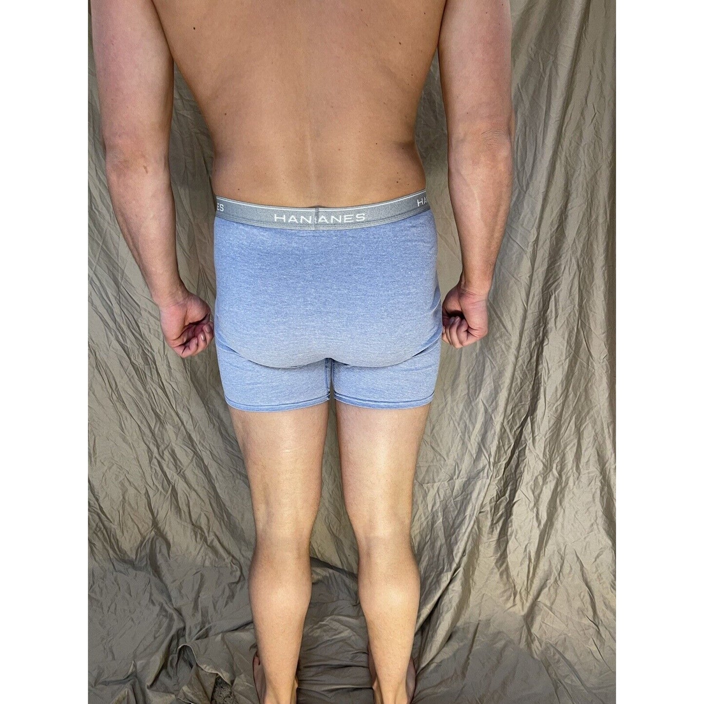 men's medium hanes light blue boxer brief