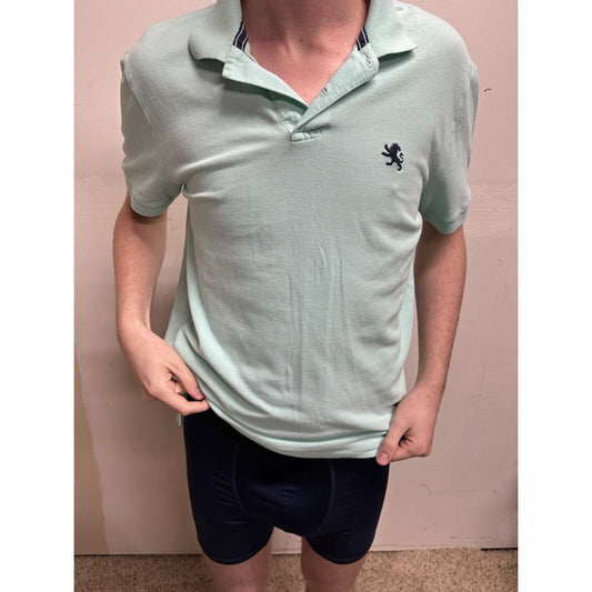 men’s mint green express pique polo medium polo shirt small hole see pics