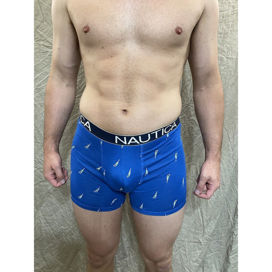 men's Rainbow Pride nautica 5% spandex boxer brief  Blue Extra Large