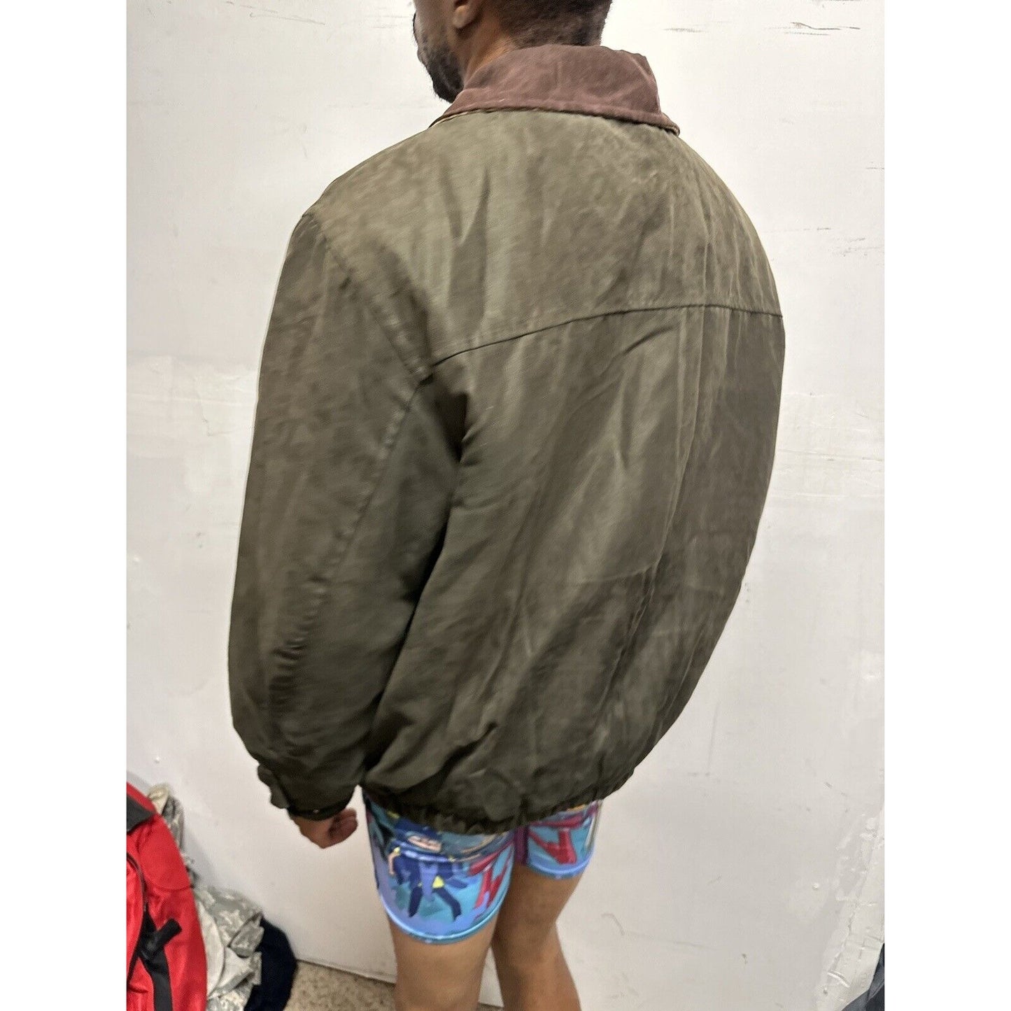 Men’s Forest Green Weather Report Full Zip Jacket Poly Suede Look