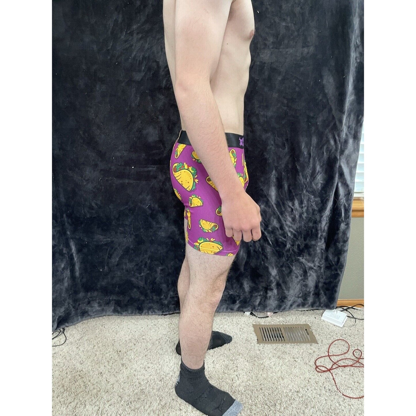 MENS SWAG TACO TUESDAY PURPLE BOXER BRIEF SIZE Large