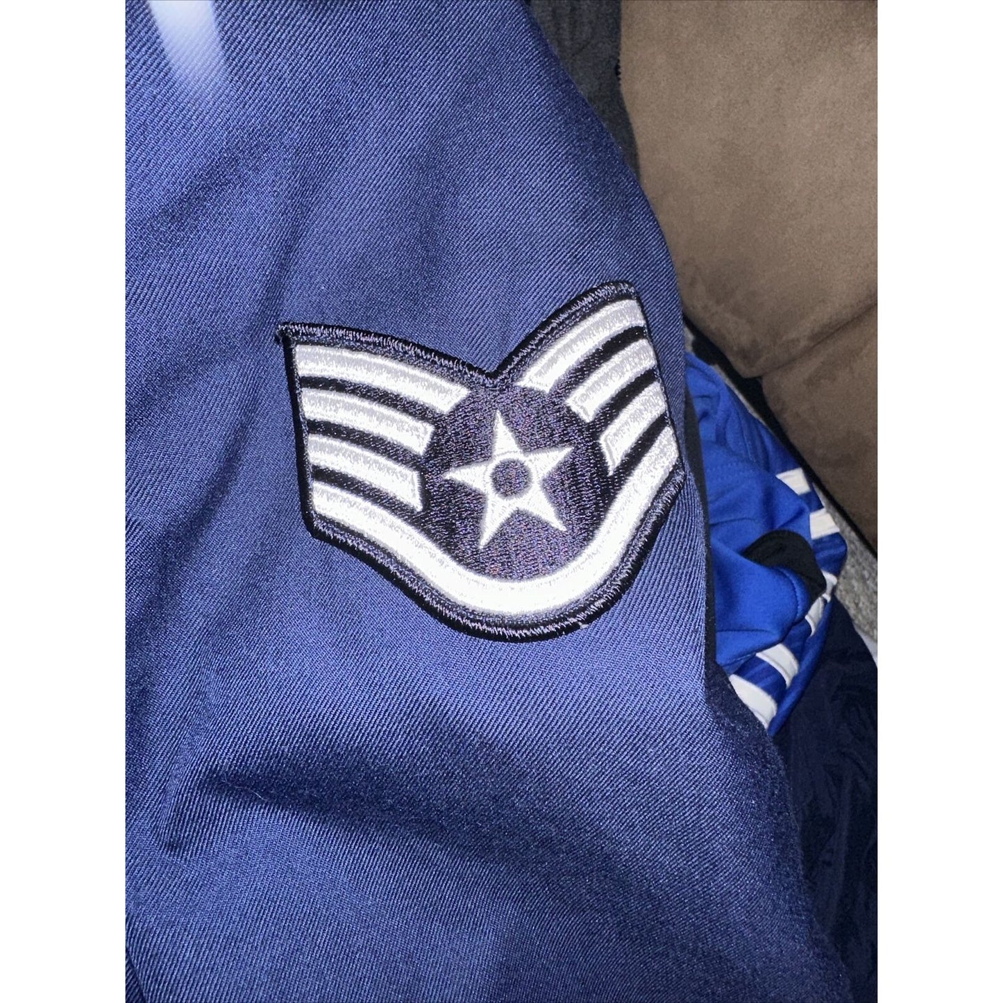 Men’s 40R Coat Uniform Air Force Blue Jacket Staff Sergeant Rank US Insignia