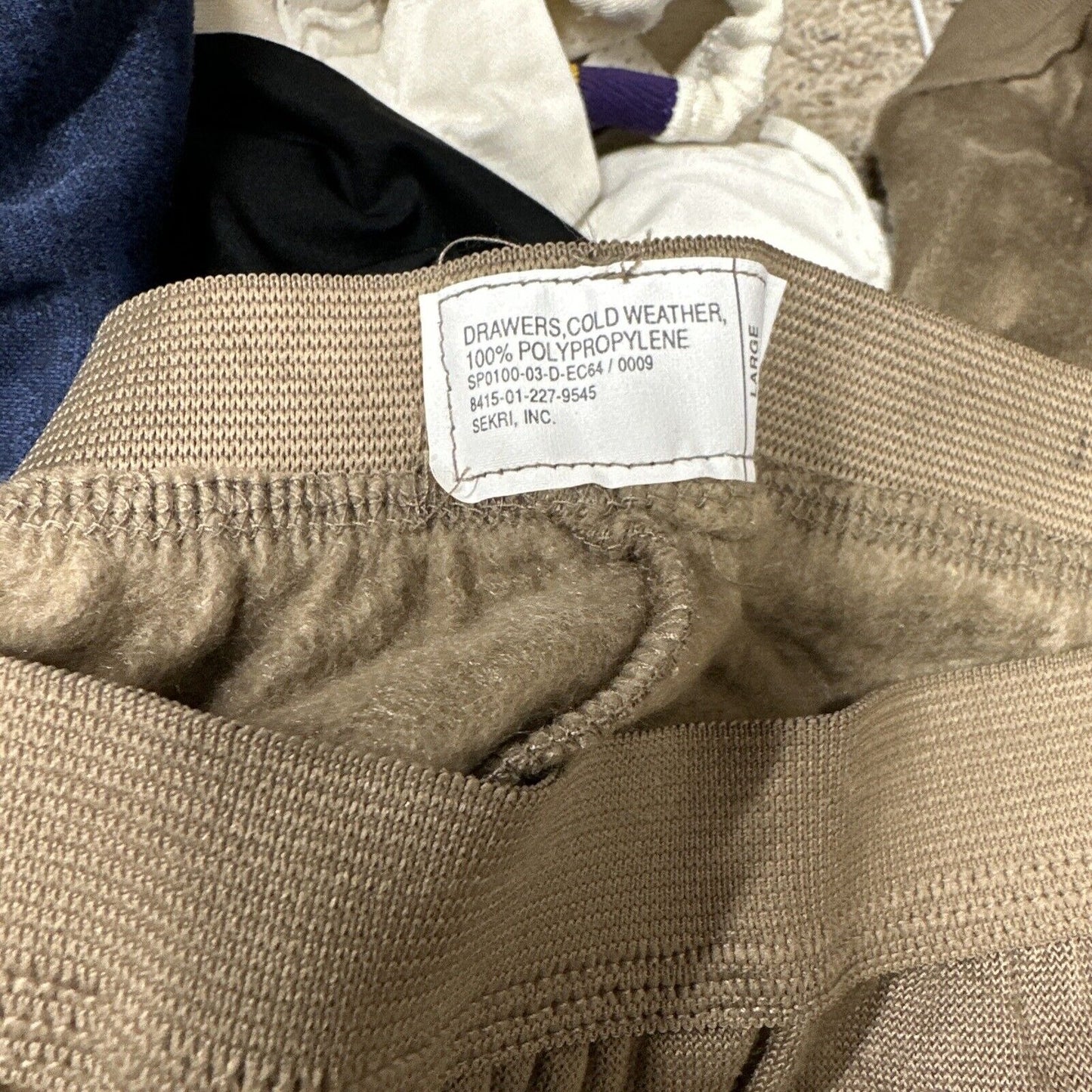 Men’s Brown Drawers Cold Weather Polypropylene Military Long Underwear Large