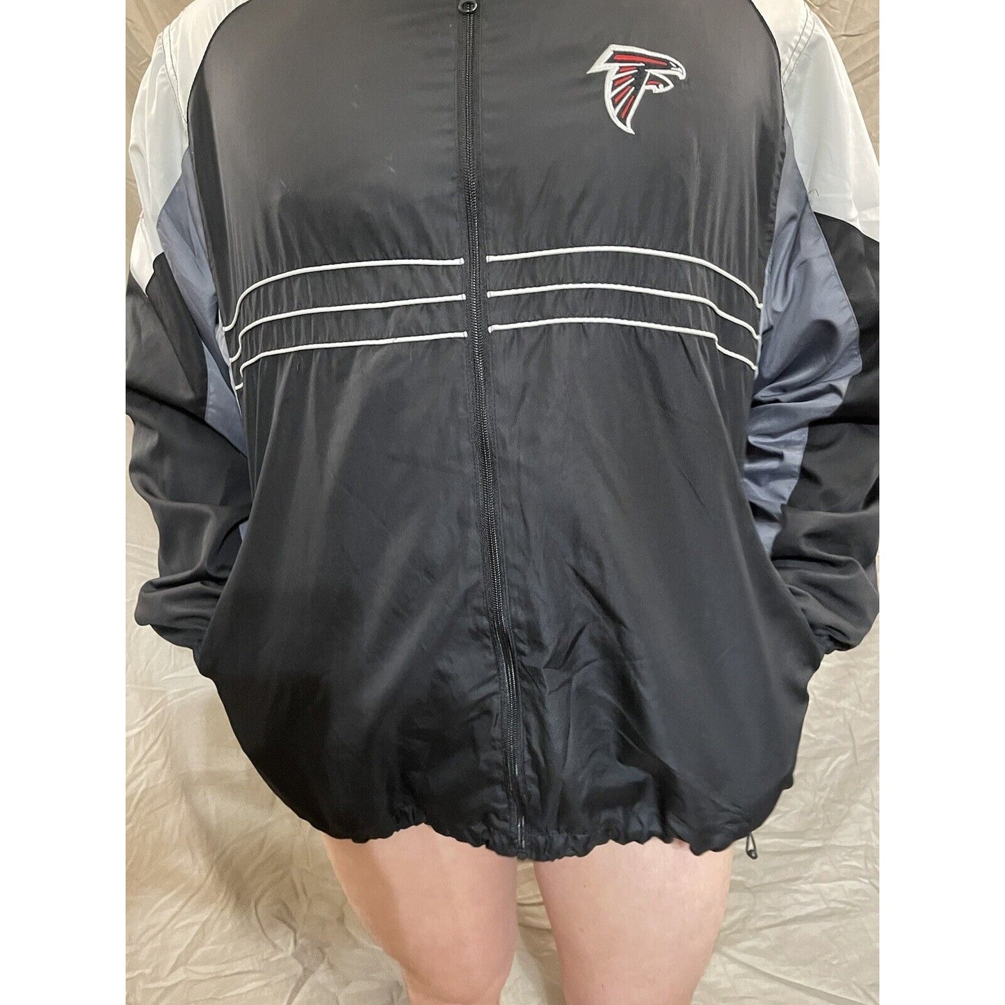 Men's SI NFL Team Reebok full zip atlanta falcons black windbreaker jacket XL