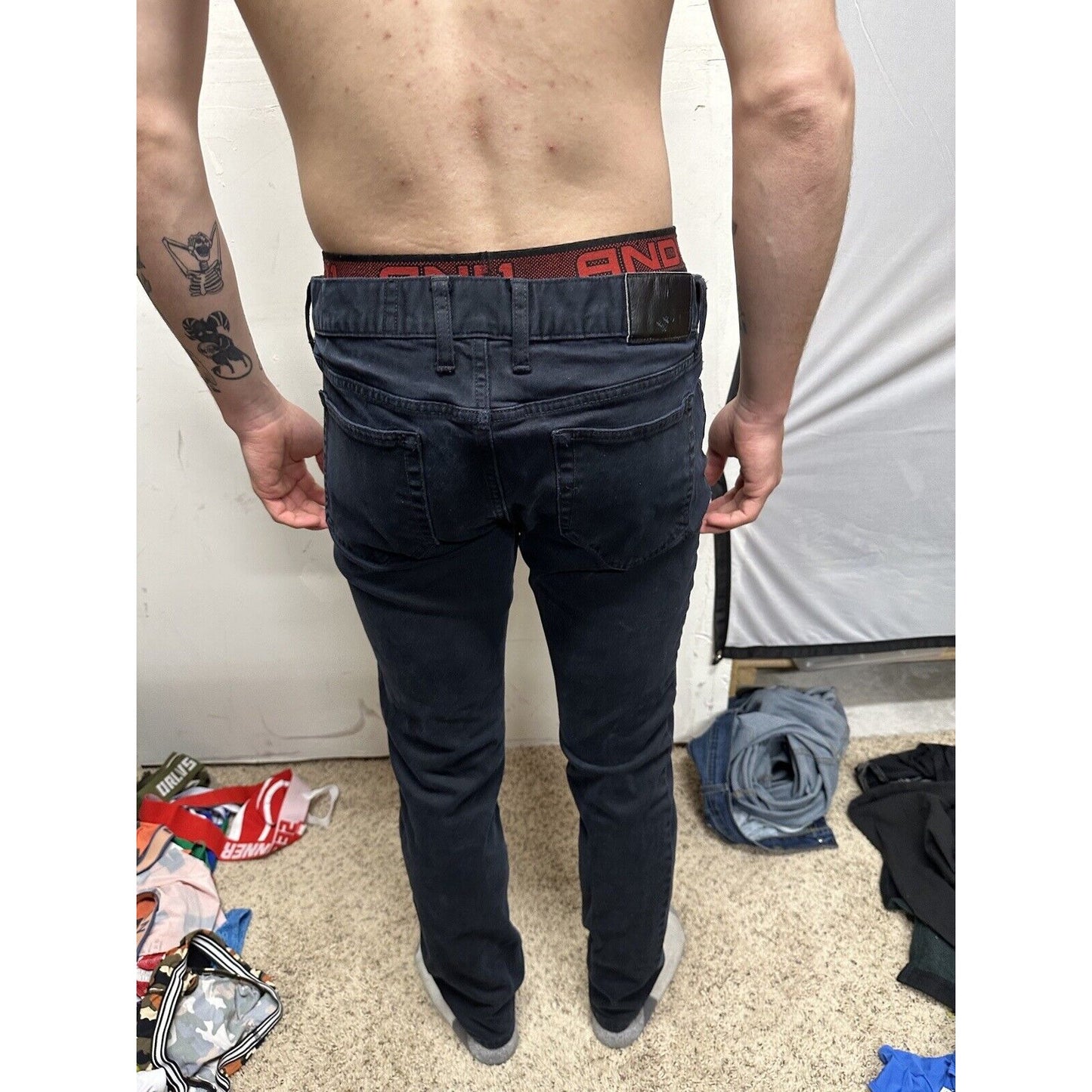 Men’s Black Rude Skinny Jeans 34 X 32