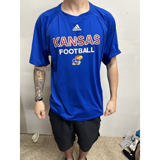 Men’s Medium Kansas Football Medium Adidas Climalite Tshirt