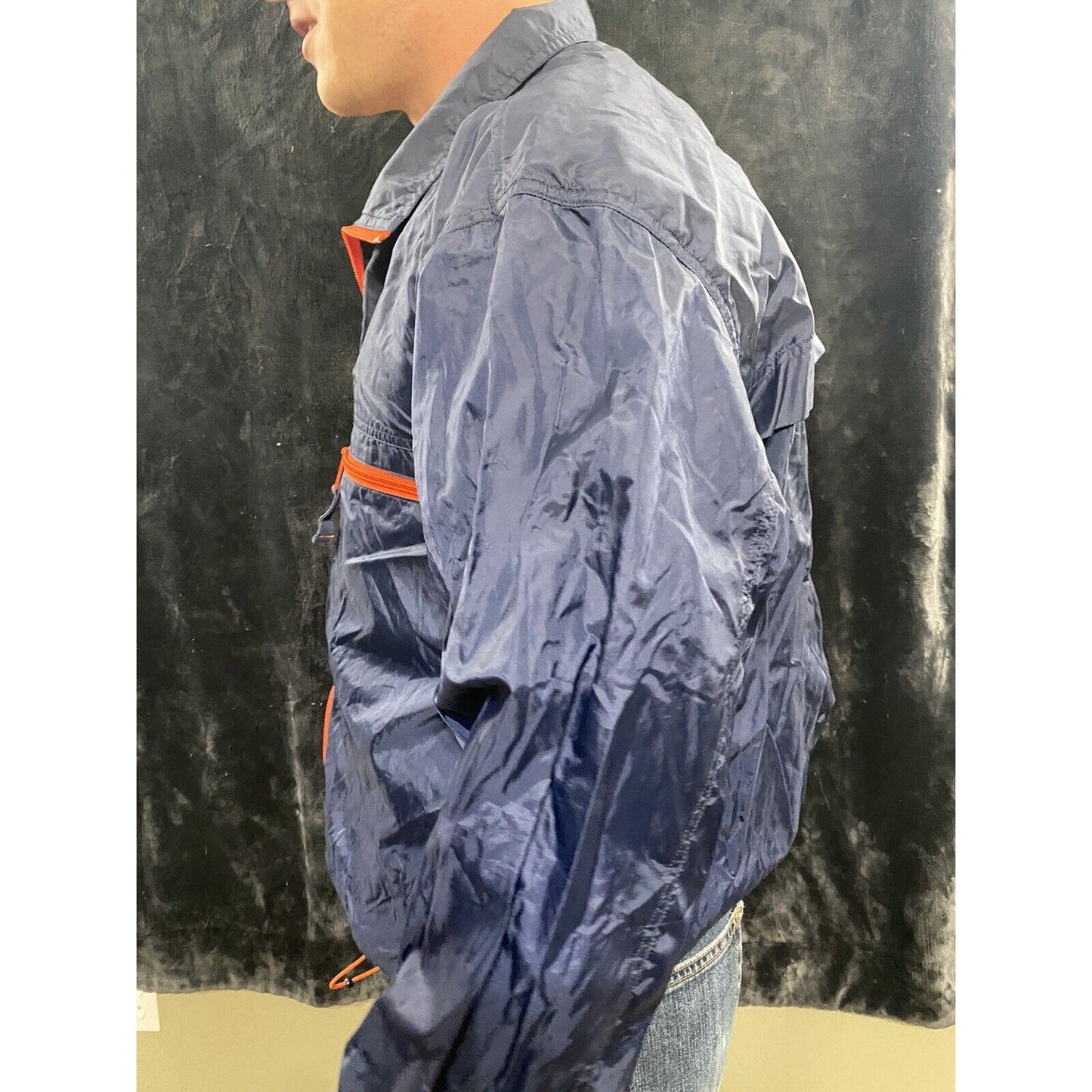 Old Navy Navy Blue & Orange Lining 100% Nylon Men’s Medium Windbreaker Jacket