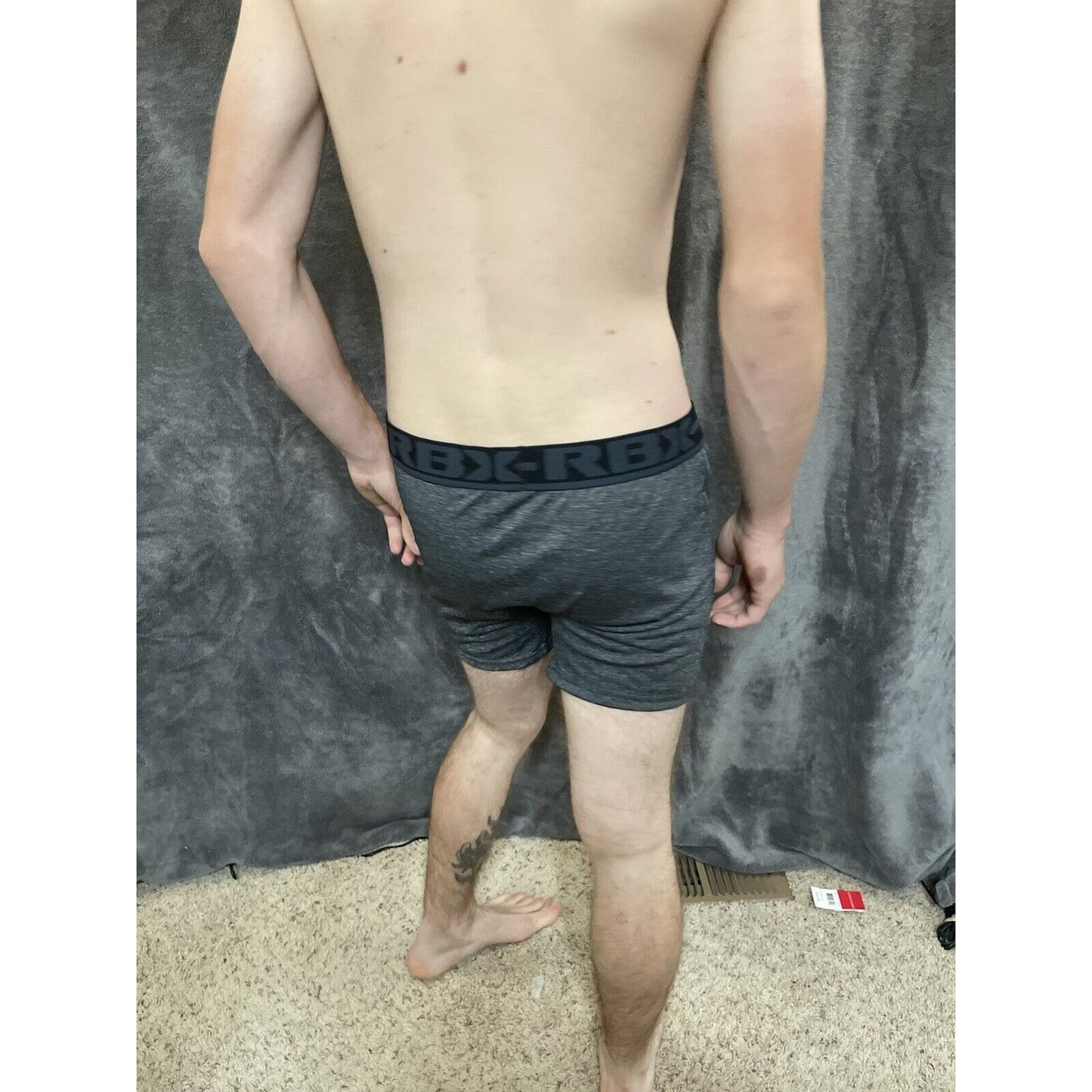 men's rbx Gray black Band large 10% spandex compression boxer briefs