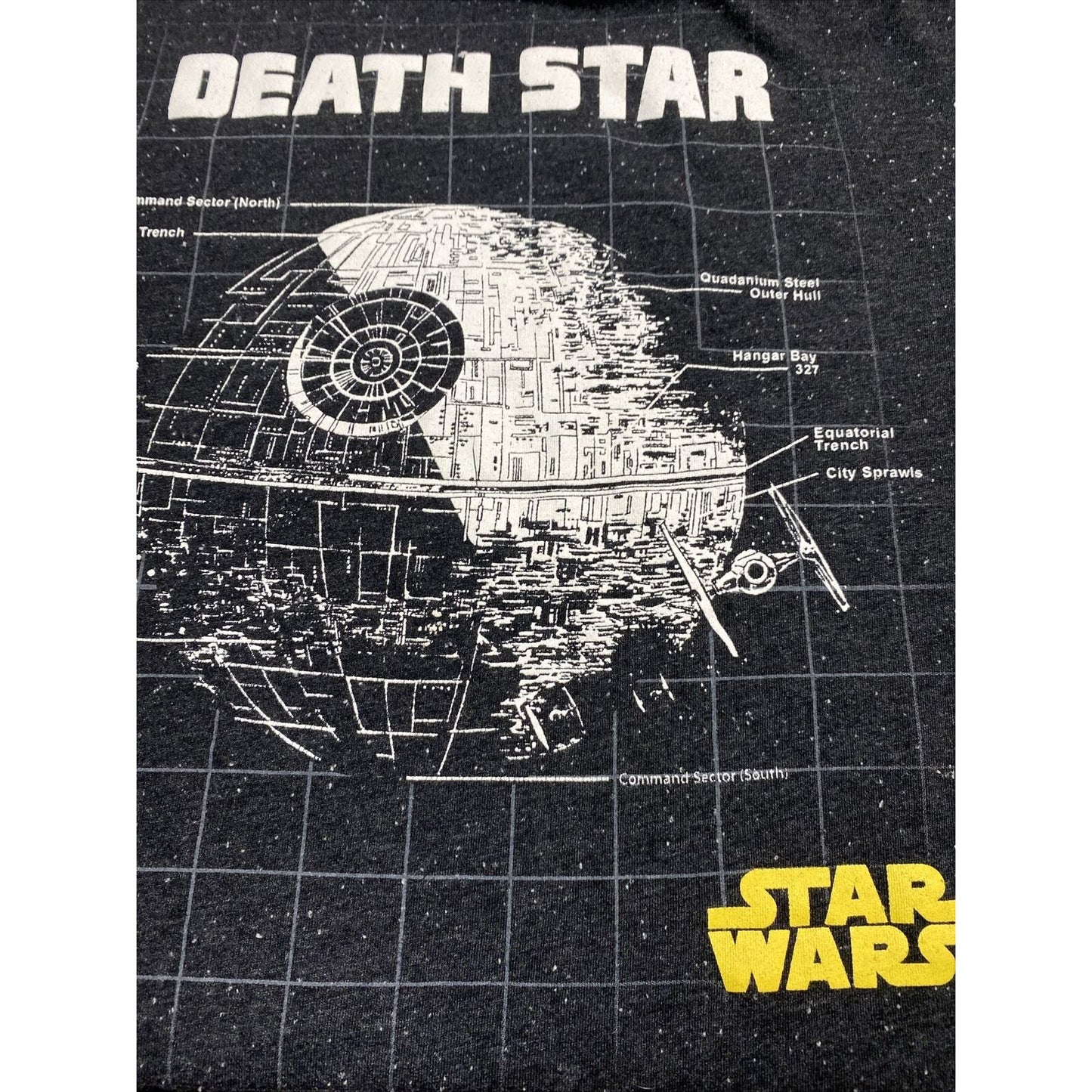 Vtg Star Wars DEATH STAR Mens XL Black Galaxy Graphic Print Cotton-blend T-shirt