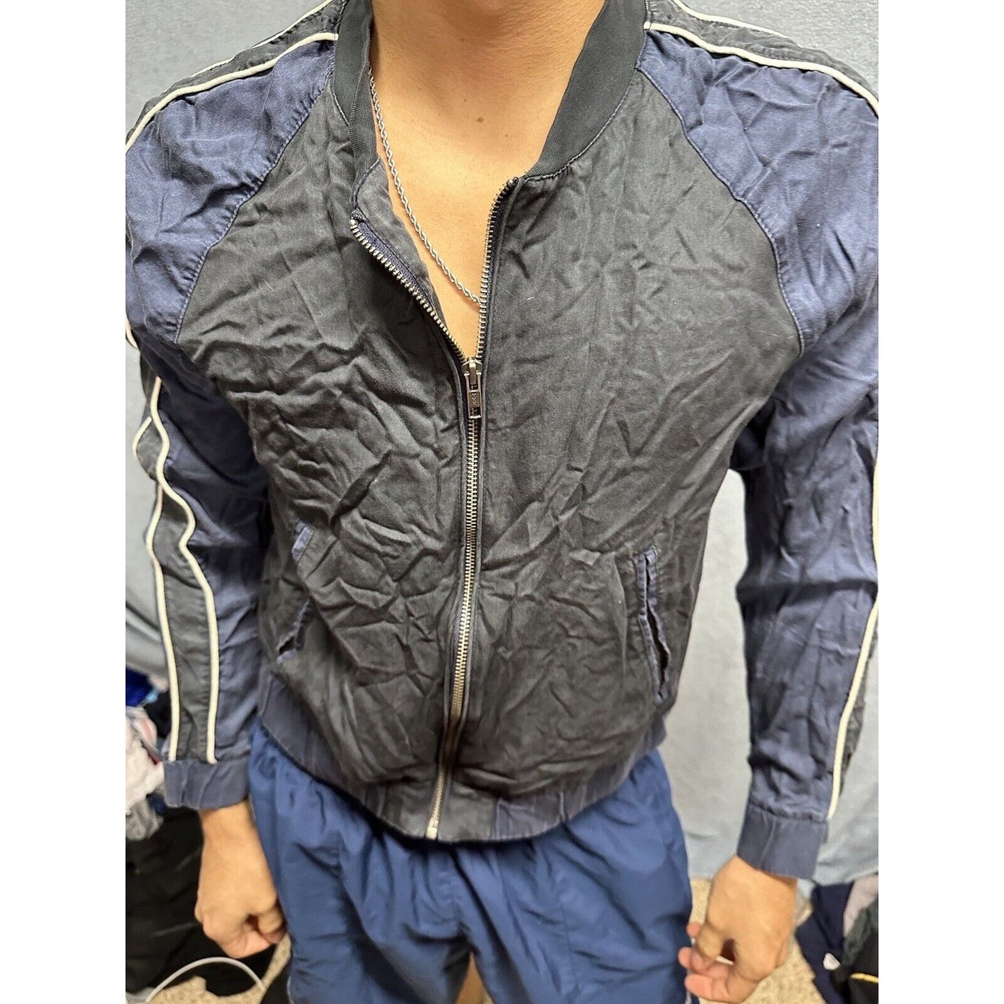 Men’s Full zip Black And Blue Large American Eagle Jacket