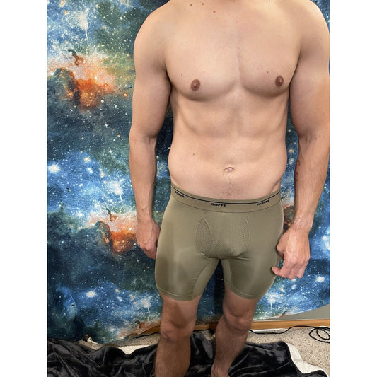 Men’s Athletic Compression Shorts Base Layer Tan Soffe small