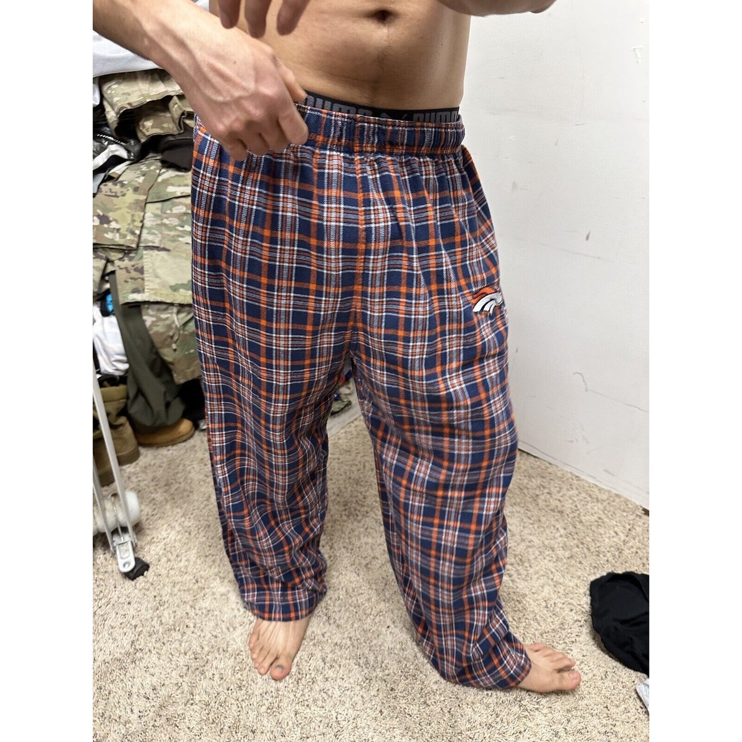 Men’s Plaid NFL Team Large Denver Broncos Pajama Pants Lounge Sleepwear