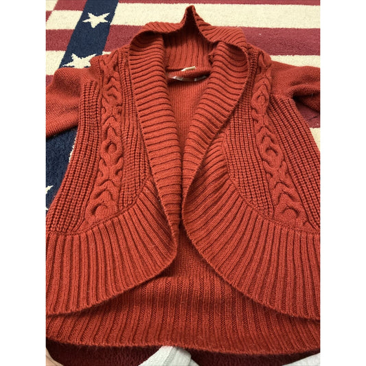 Mossimo Supply Co. Women's Medium Red Cable Knit Acrylic Cardigan Sweater