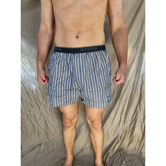 men's fruit of the loom Striped blue boxer shorts large