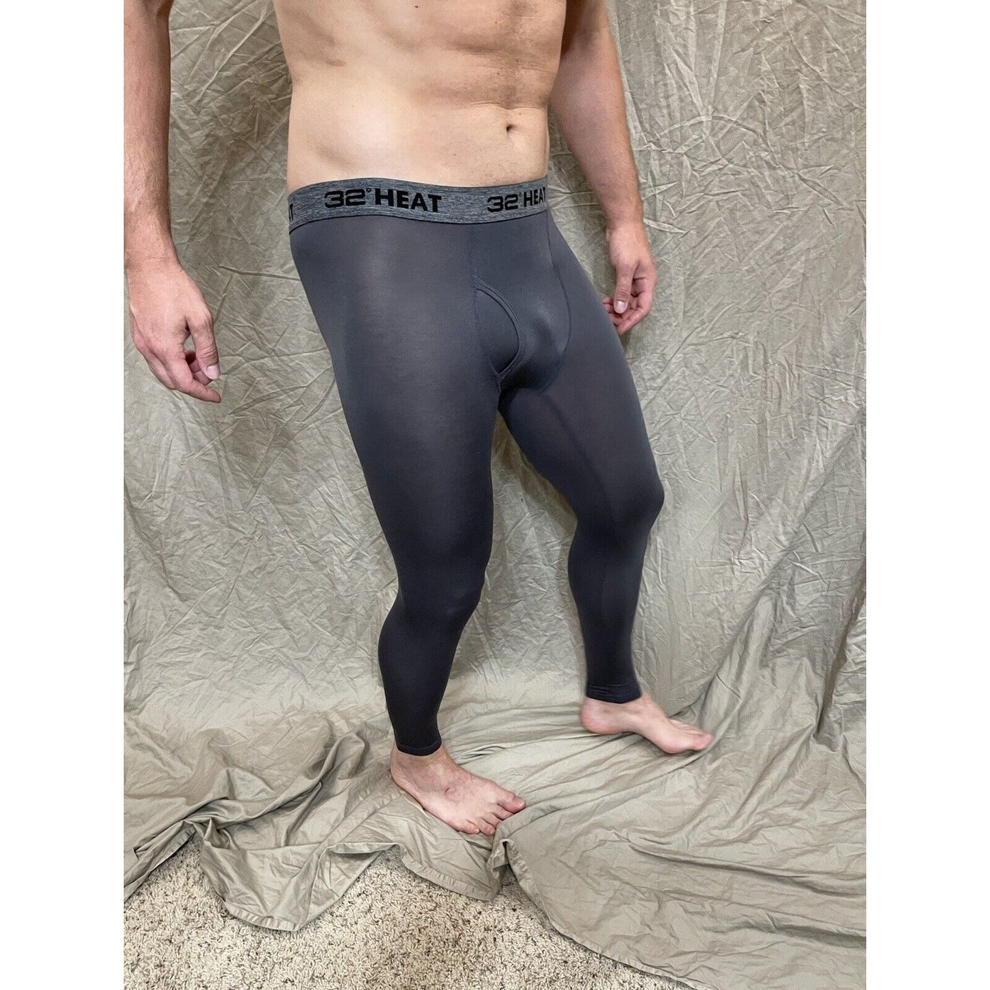 32 degree heat stingray gray compression leggings base layer long underwear L