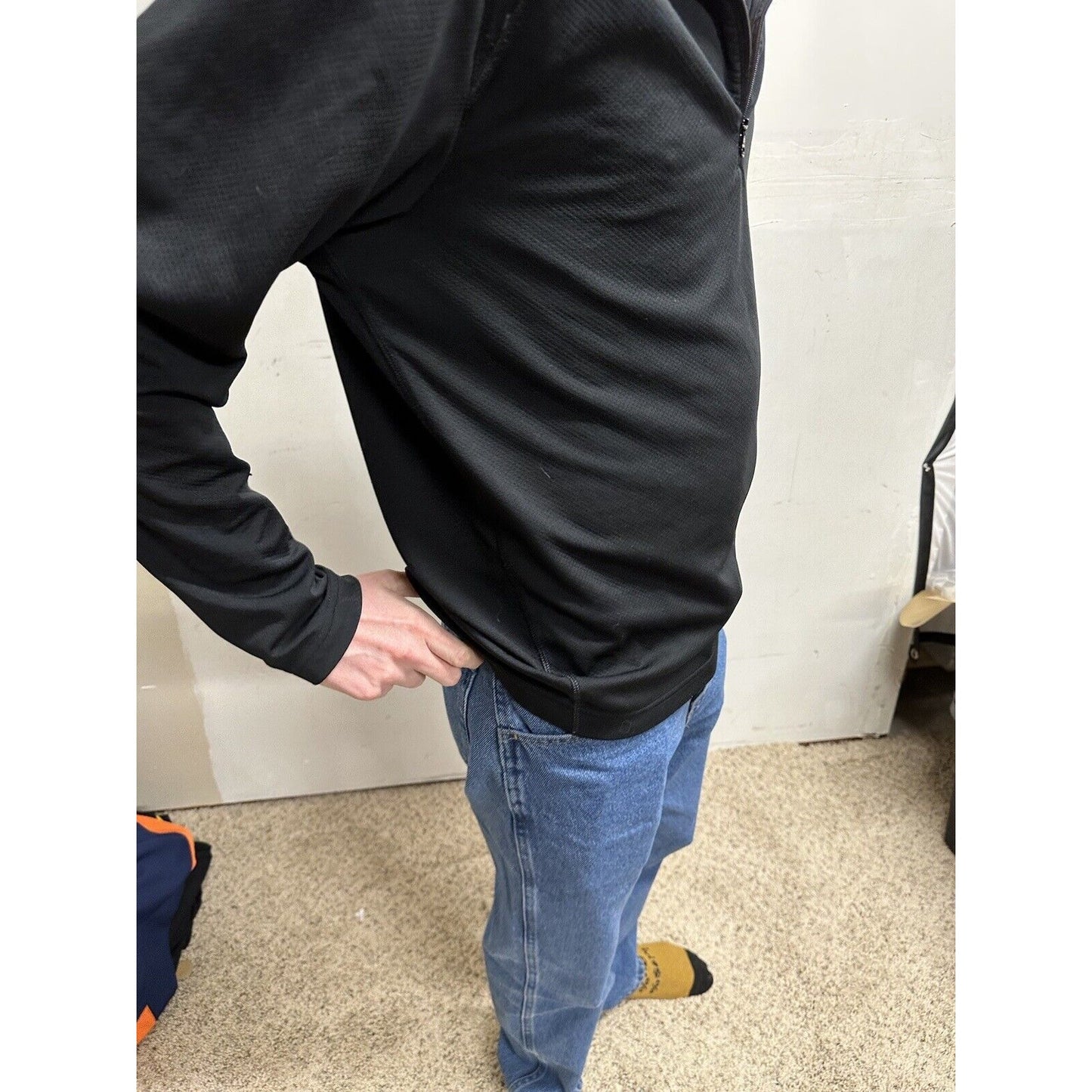 men’s dakota state trojan zone black 1/4 zip long sleeve pullover ~medium