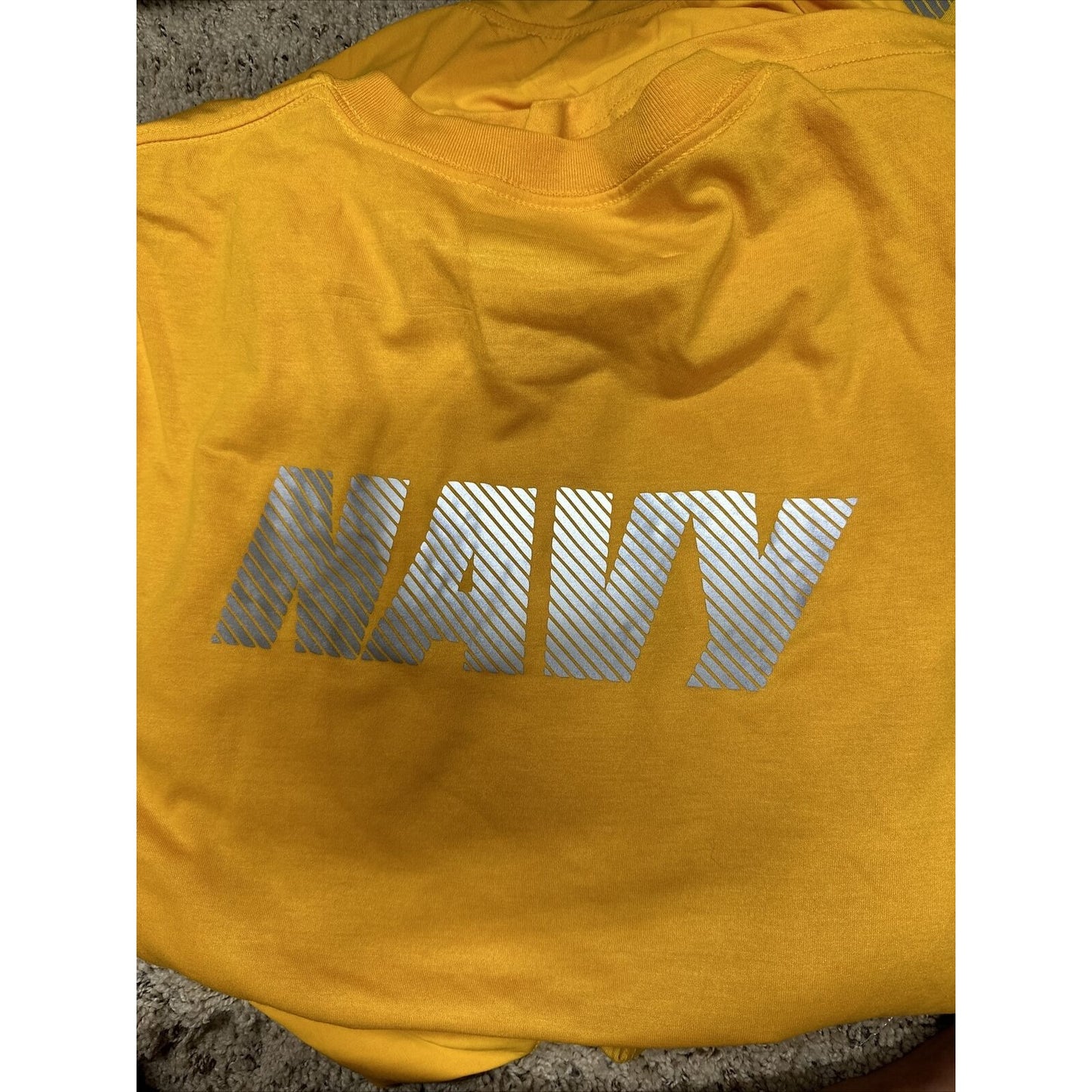 Men’s Navy Polyester PT Yellow Uniform Shirt Long Sleeve 2XL