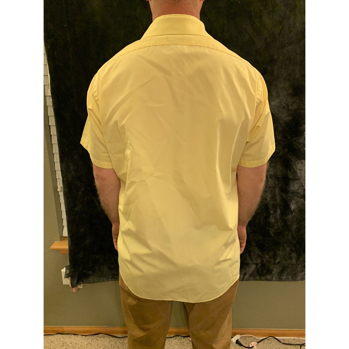 Arrow Hamilton Poplin Short Sleeve Button Down Shirt Large 16 Canary Yellow