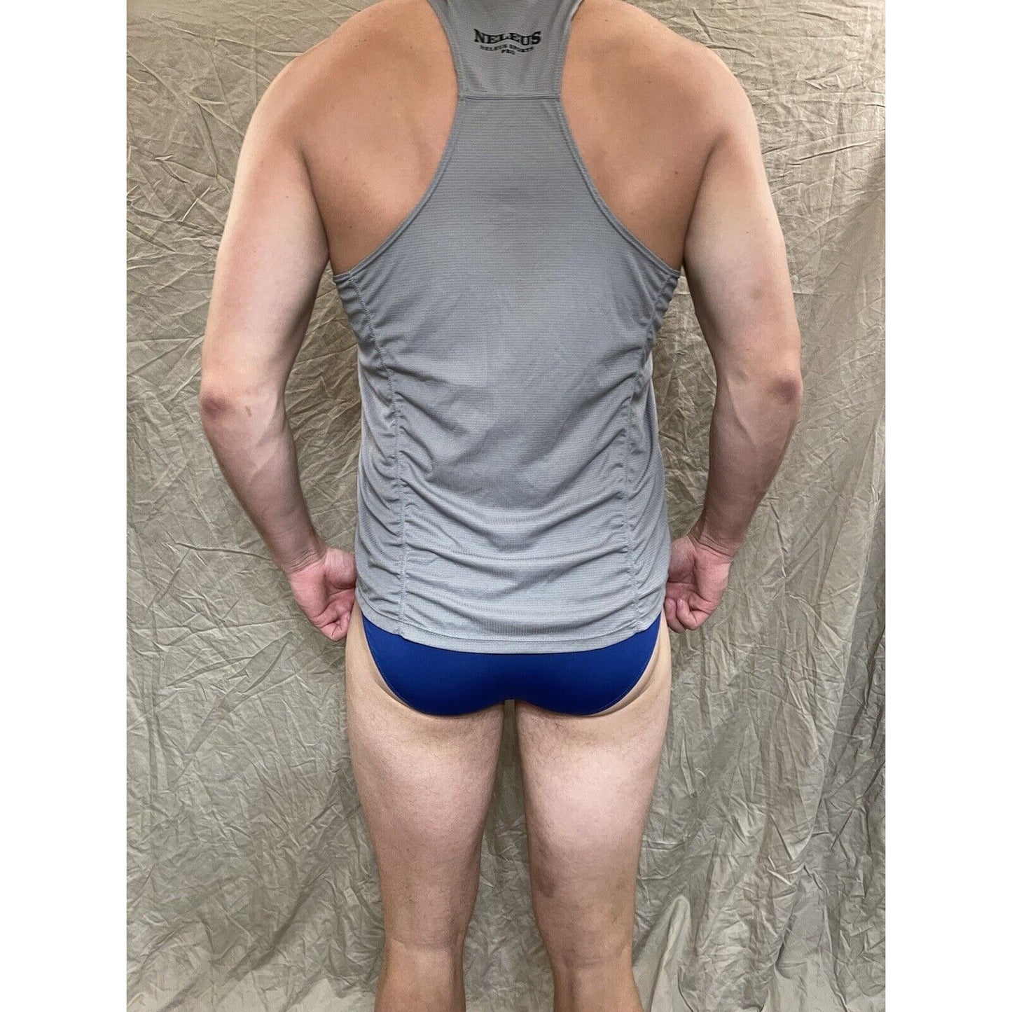 men's gray medium neleus sports pro tank top musle workout shirt