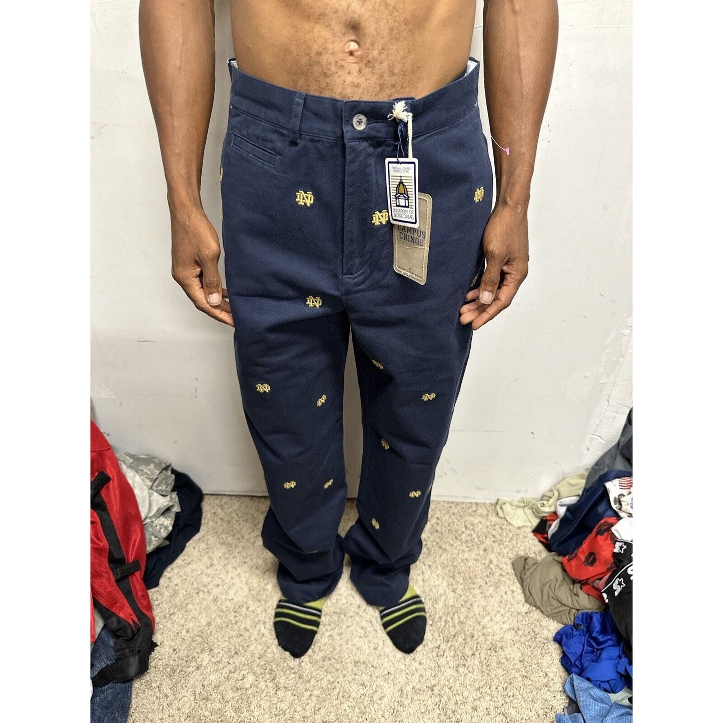 Men’s Notre Dame Size 32 Campus Chinos Pants Navy Blue