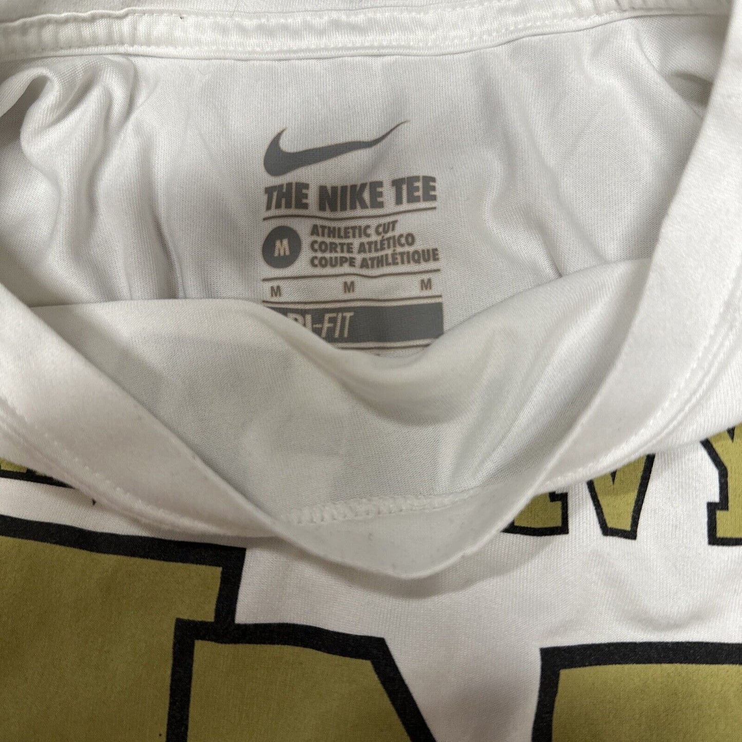 Men’s Long Sleeve Nike Tee Medium White Army-navy Athletics Dri Fit Shirt