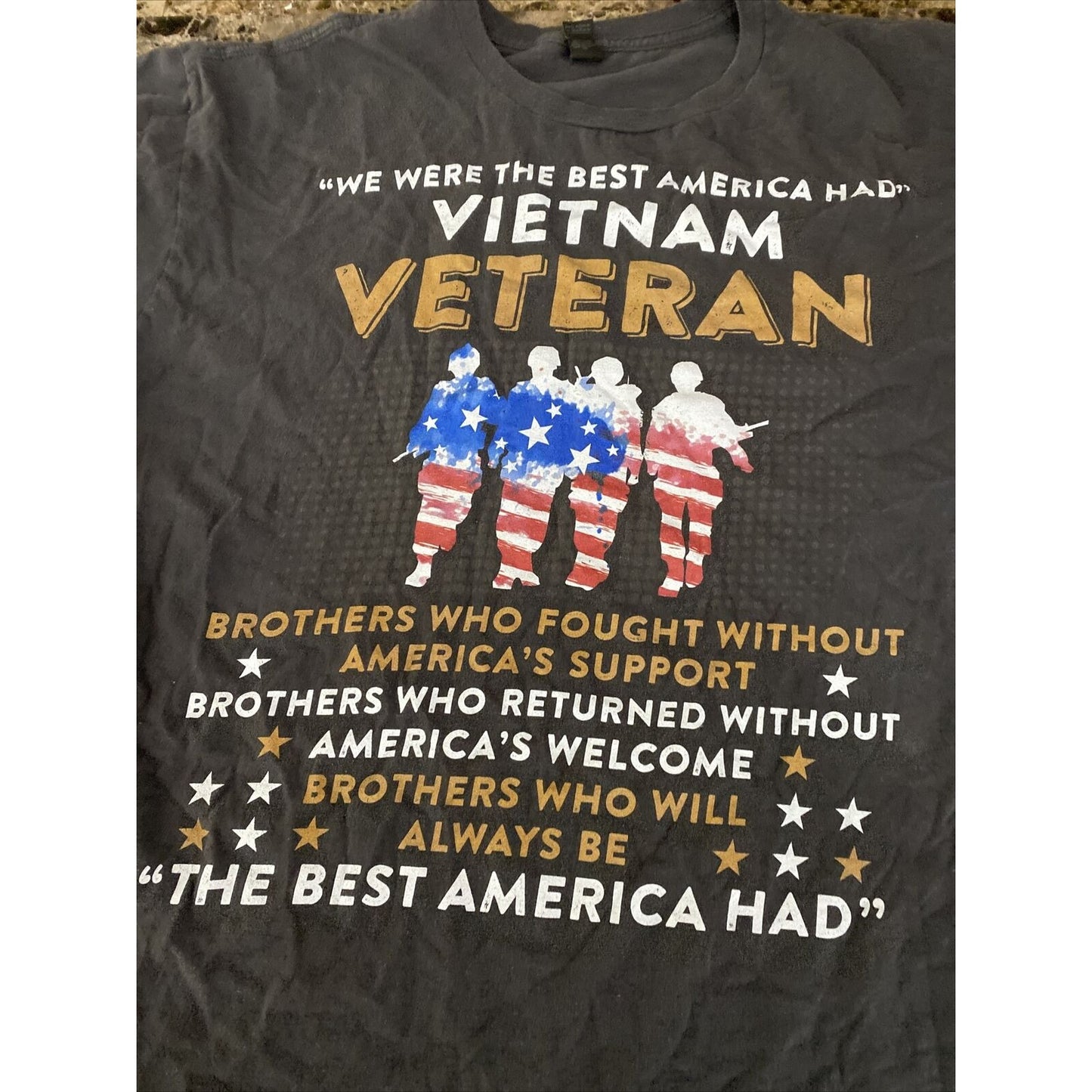 VIETNAM VETERAN “WE WERE THE BEST AMERICA HAD” Anvil Men’s 2XL Gray Cotton Shirt