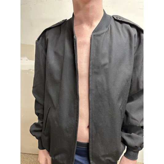 men’s army officer poly wool black miltiary jacket 50 long no liner