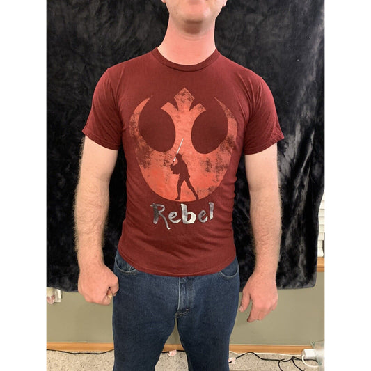 Star Wars Rebel Graphic Print Burgundy T-Shirt Small Cotton Blend