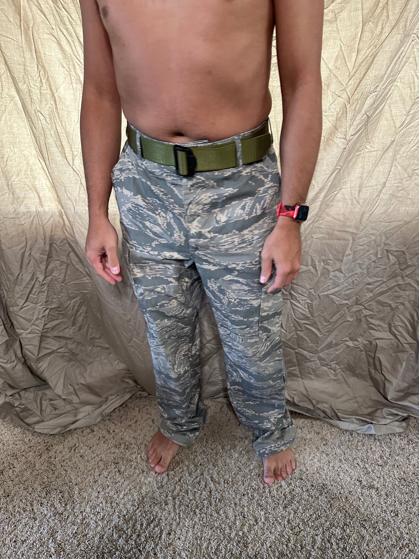 Men’s 30R Abu airman battle uniform USAF civil air patrol pants with olive green belt included