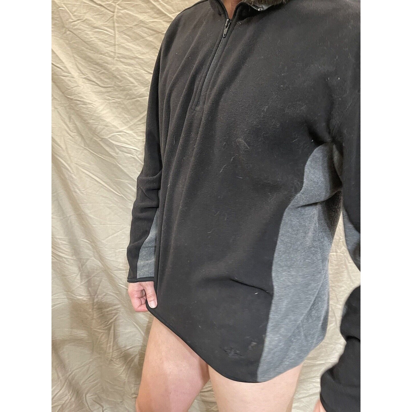 Men's NordicTrack XL quarter zip pullover sweatshirt black and gray