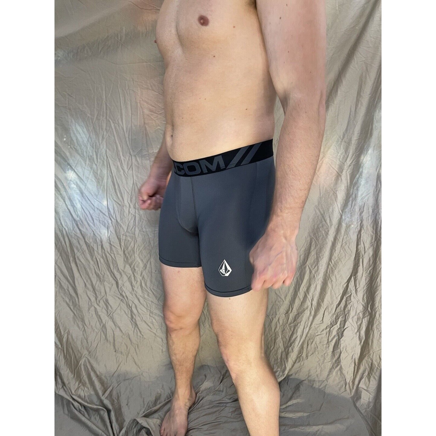 men's gray volcom Large athletic compression boxer briefs