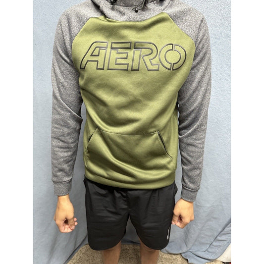 Men’s Green And Gray Pull Over Hoodie Medium Aeropostale