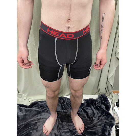 Head Brand Compression Shorts Medium Black With Red Band 1 Pair New