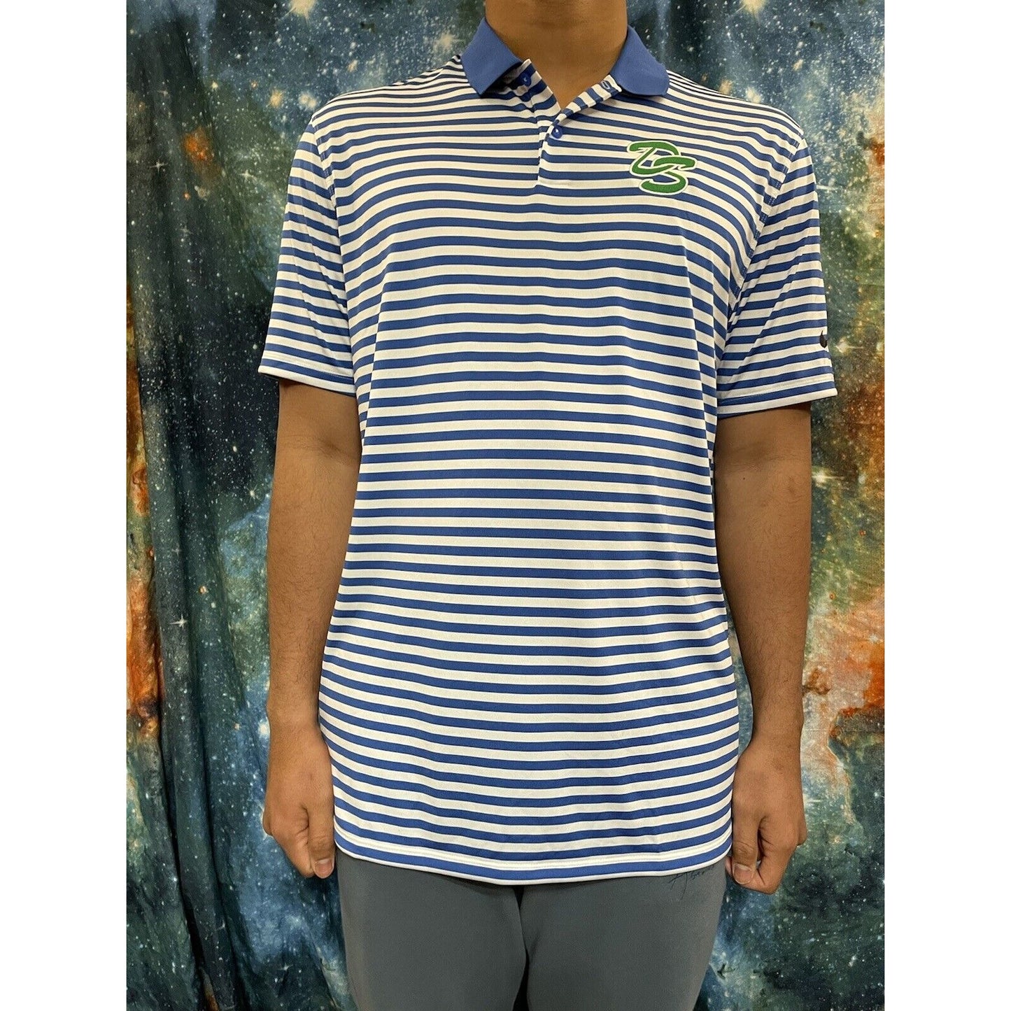Men’s Doherty High School Spartans Striped blue Nike Golf Shirt Sleeve Shirt L