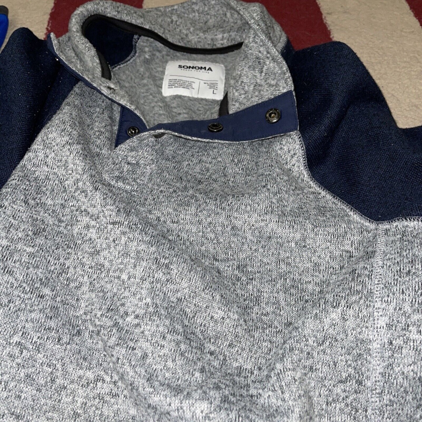 Men’s Sonoma Gray and Blue Pull Over Jacket Large