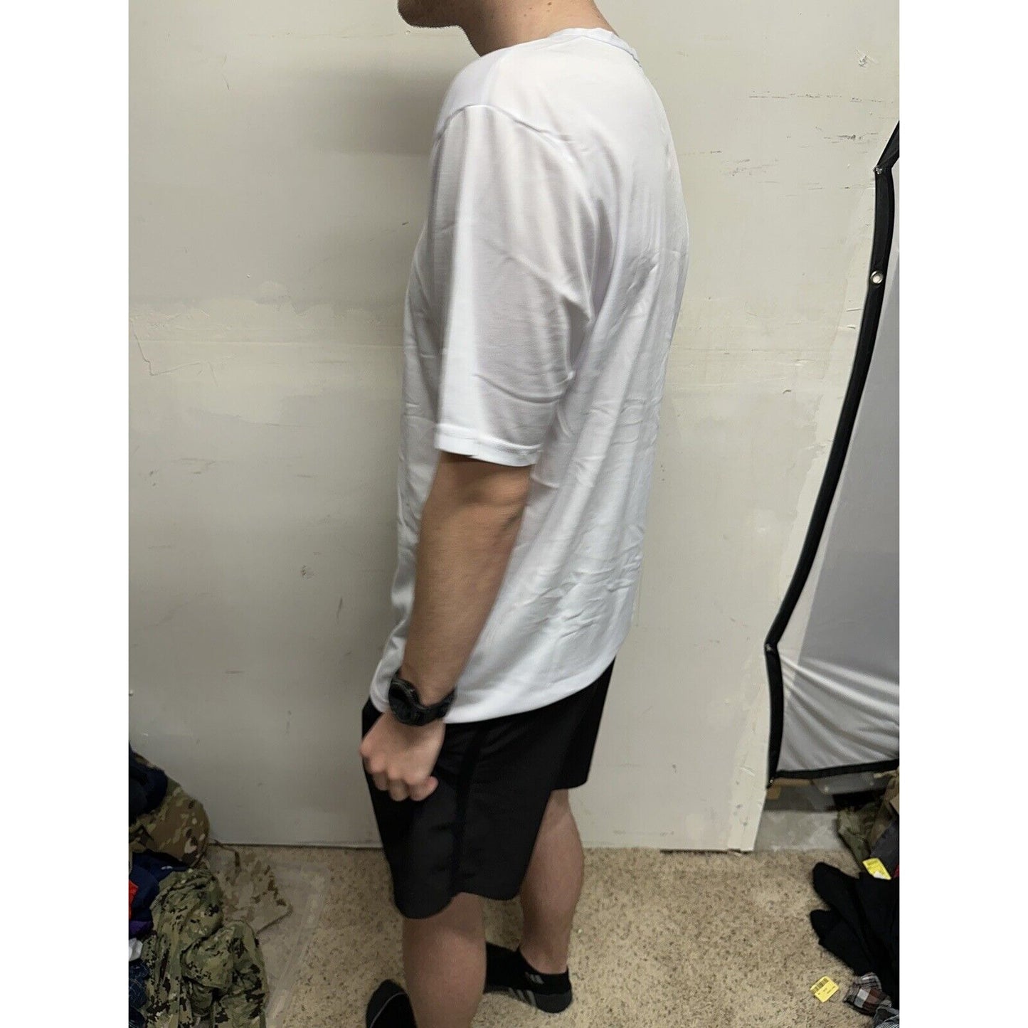 Men’s White Poly TKO Large Short Sleeve Workout Shirt